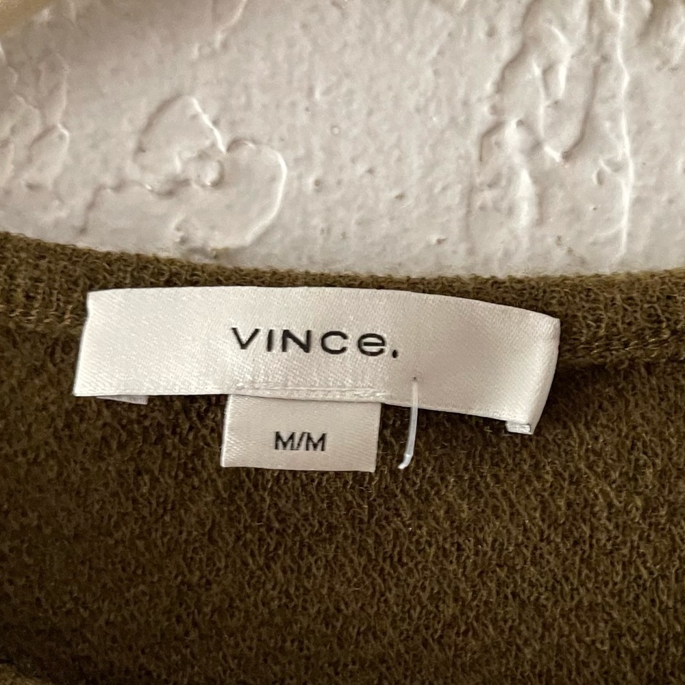 Vince Wool Blend T-Shirt Top Long Sleeve Crewneck Knit Layering Pullover Green - Picture 8 of 8